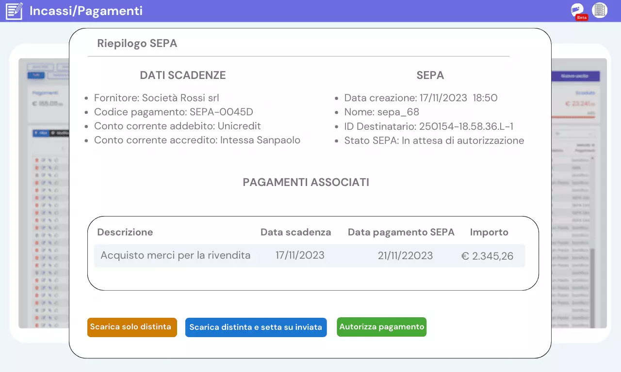 sistema di incasso e pagamento