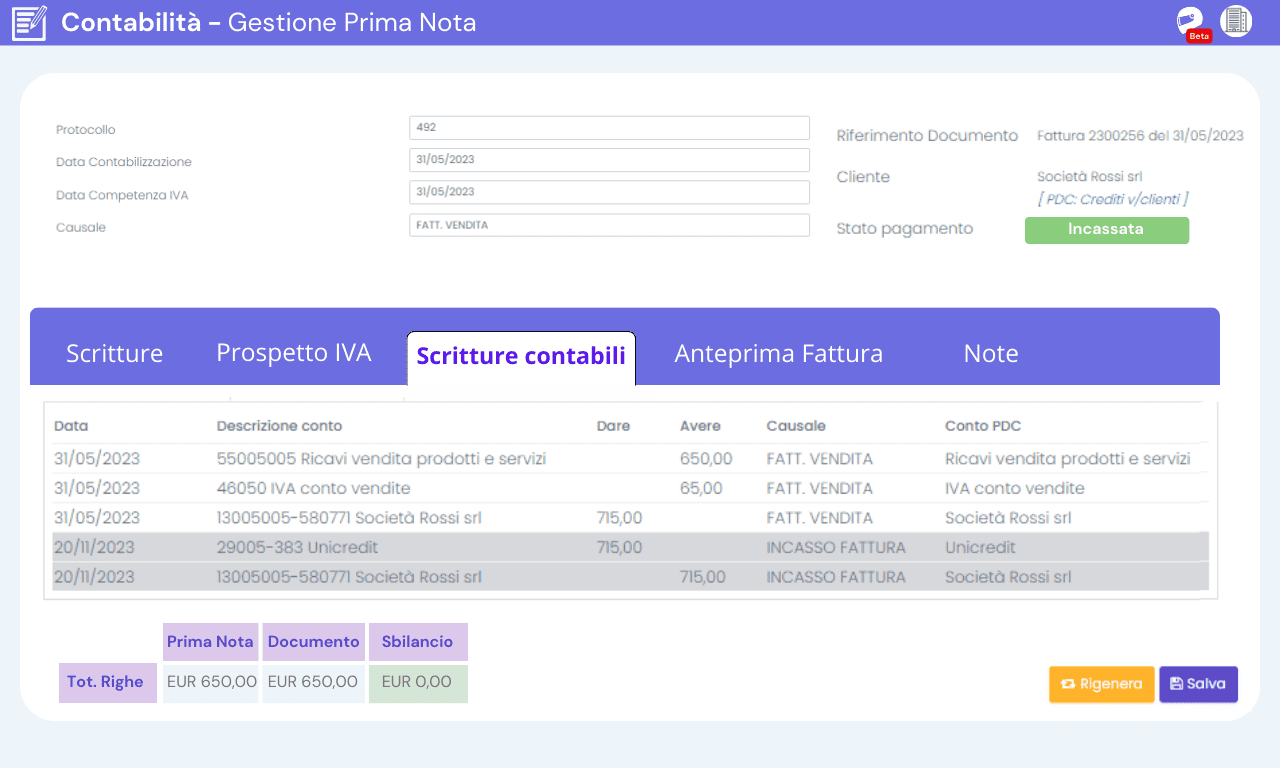 Contabilità: prima nota automaticamente riconciliata