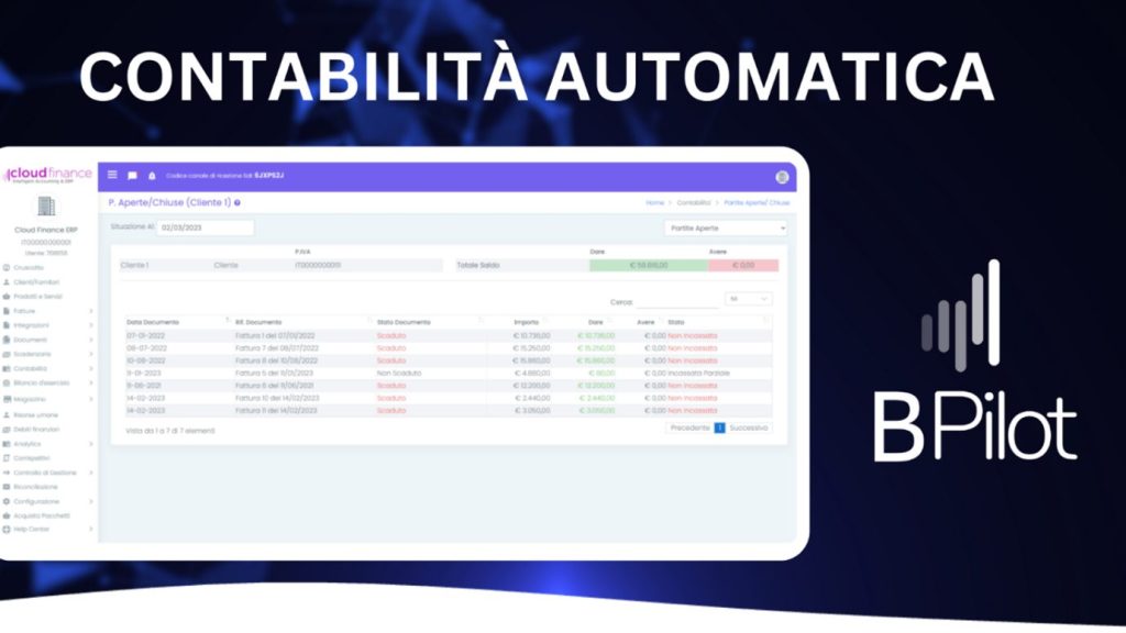 schermata generata dal software BPIlot Partite Aperte\Chiuse